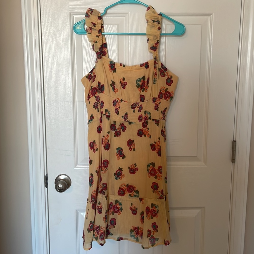 Yellow floral mini dress